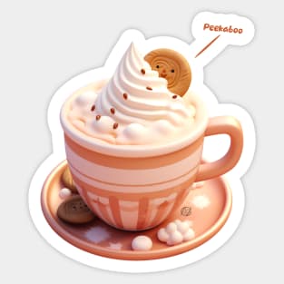 Peekaboo Kawaii cookie in a cup Sticker